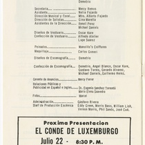 Program for the production, "La dolorosa"