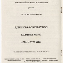 Program for the productions, "Los Fantoches", "Chamber music", and "Ejercicio a Constantino"