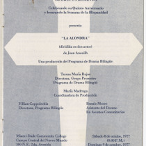 Program for the production, "La alondra"