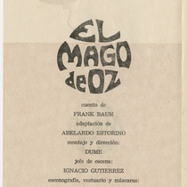 Program for the theatrical production, El Mago de Oz