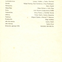 Program for the theatrical production, Aire frío