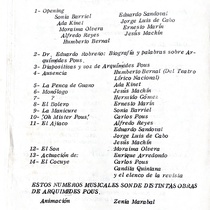Program for the theatrical production, Recordando a Arquímides Pous