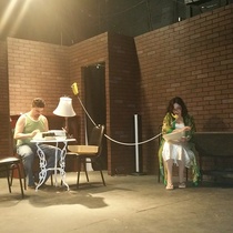 Photographs of rehearsal for the theatrical production, Un mundo de cristal