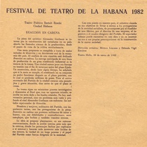 Program for the festival, Festival de Teatro de La Habana 1982