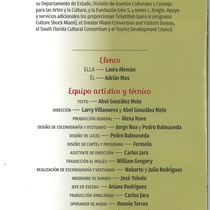 Program for the theatrical production, Déjame contártelo todo