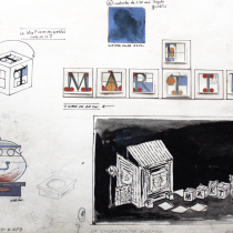 Set design drawing for the theatrical production, La Cucarachita Martina y el Ratoncito Pérez