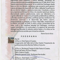 Program for the IX Taller de la Crítica Teatral