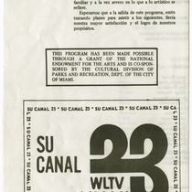 Program for the theatrical production, Arsénico para los viejos