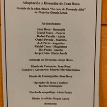 Program for the theatrical production, Bernarda