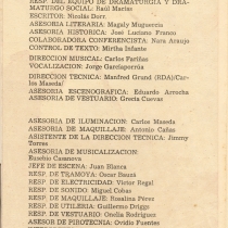 Program for the theatrical production, Los días de la Comuna